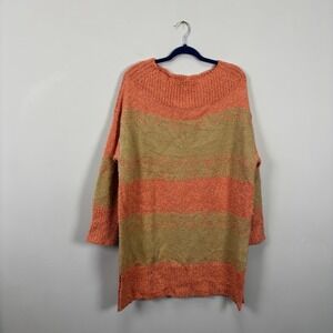 Anthropologie Pilcro Rugby Striped Oversized Sweater Texture Knit Tunic Women XL